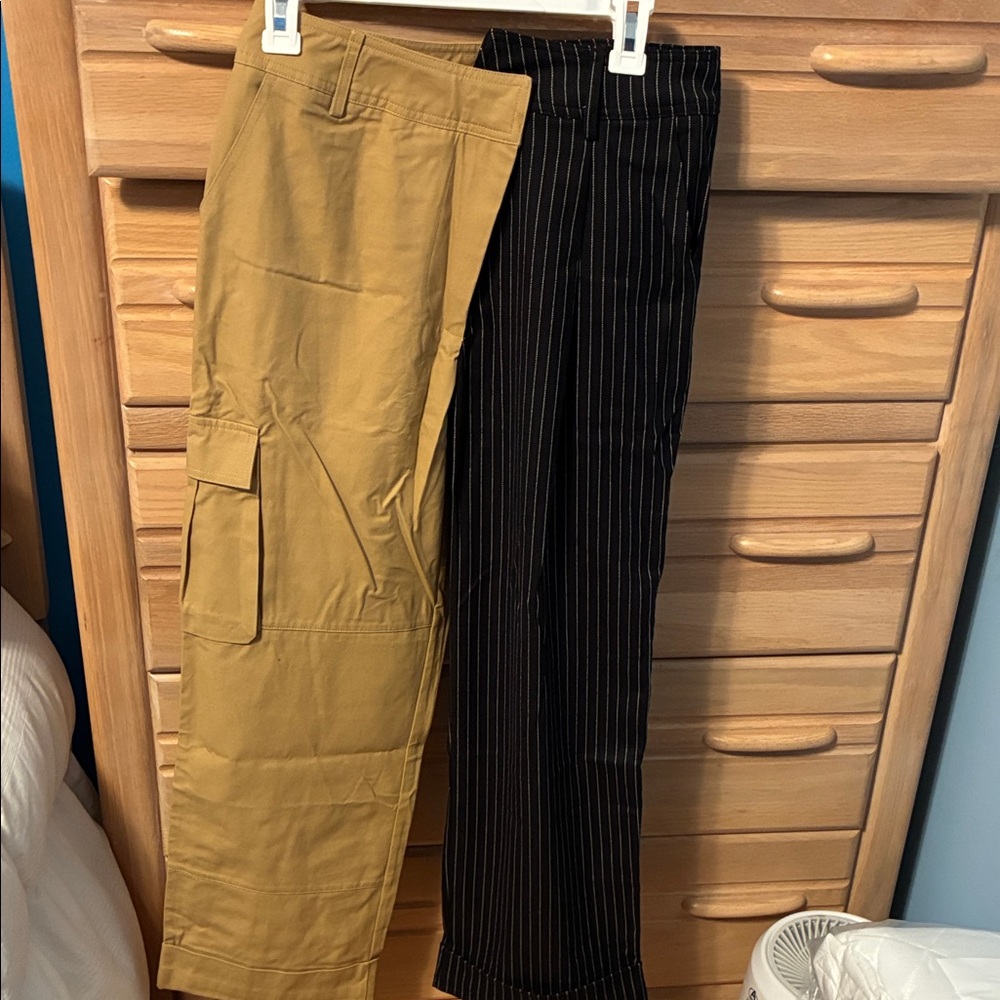 Choosy Day and Night Tan Cargo Pants and Black Pinstripe Pants Preppy - Picture 3 of 12
